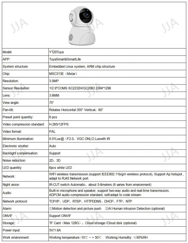 家用WIFI無線網絡攝像機高清300萬TUYA涂鴉智能3MP監(jiān)控攝像頭YT20 室內網絡攝像機 第8張-家家安科技 家用WIFI無線網絡攝像機高清300萬TUYA涂鴉智能3MP監(jiān)控攝像頭YT20 室內網絡攝像機 第8張