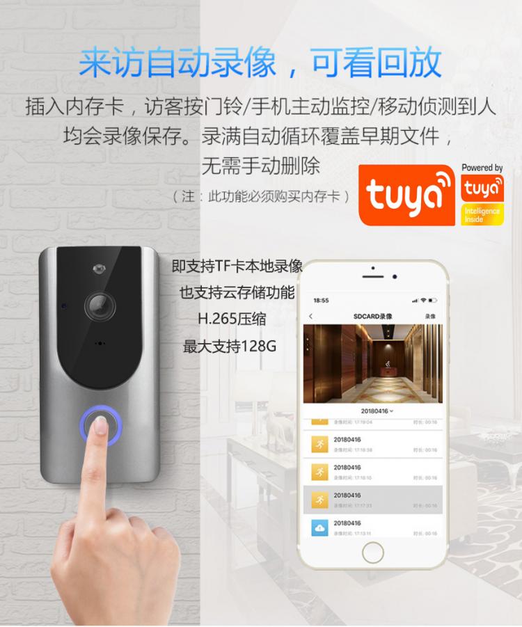 涂鴉智能低功耗電池可視門(mén)鈴DB601 tuya可視門(mén)鈴 第9張