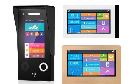 家家安別墅有線聯網可視對講套裝雷達感應免接觸通話指紋識別聯動解鎖指紋鎖對講門禁系統