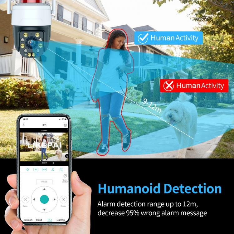 30倍變焦紅外夜視云臺高清5MP戶外防水球形攝像機帶報警燈手機遠程視頻4G+WIFI無線監控攝像頭 4G監控攝像機 第6張