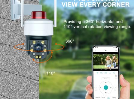 30倍變焦紅外夜視云臺高清5MP戶外防水球形攝像機帶報警燈手機遠程視頻4G+WIFI無線監控攝像頭