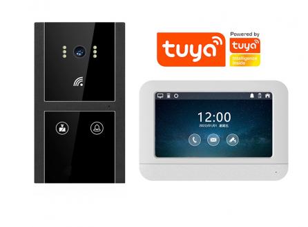 室內(nèi)智慧屏tuya涂鴉智能樓宇可視對講主機聯(lián)動開鎖門禁白色H5+7008