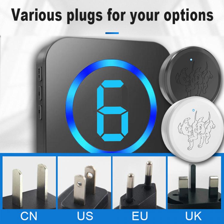 LED數顯多防區寵物觸摸門鈴套裝跨境防水無線老人SOS呼叫求助按鈕 交流供電門鈴 第5張