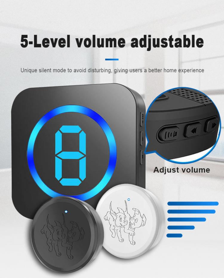 LED數顯多防區寵物觸摸門鈴套裝跨境防水無線老人SOS呼叫求助按鈕 交流供電門鈴 第11張